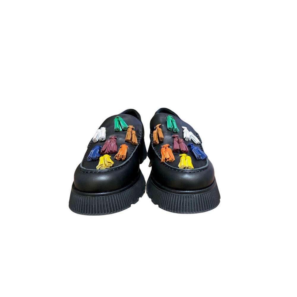 Charlotte Stone Chandler Black Retro Dopamine Tasseled Lug Sole Loafer - Picture 4 of 10